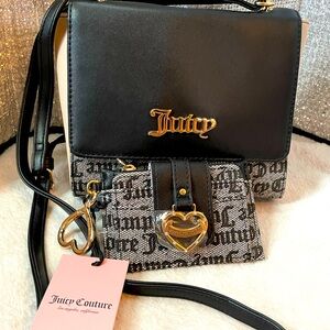 Juicy Couture status black beige  my heart will go on purse and matching wallet